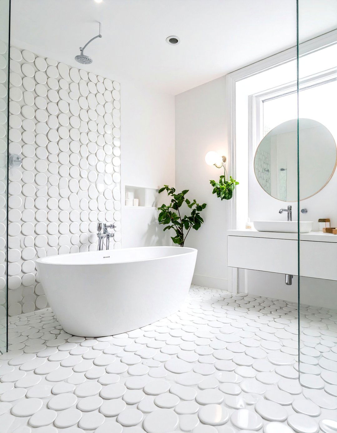 Penny Round Mosaic Arrangements - 24 Shower Wall Ideas
