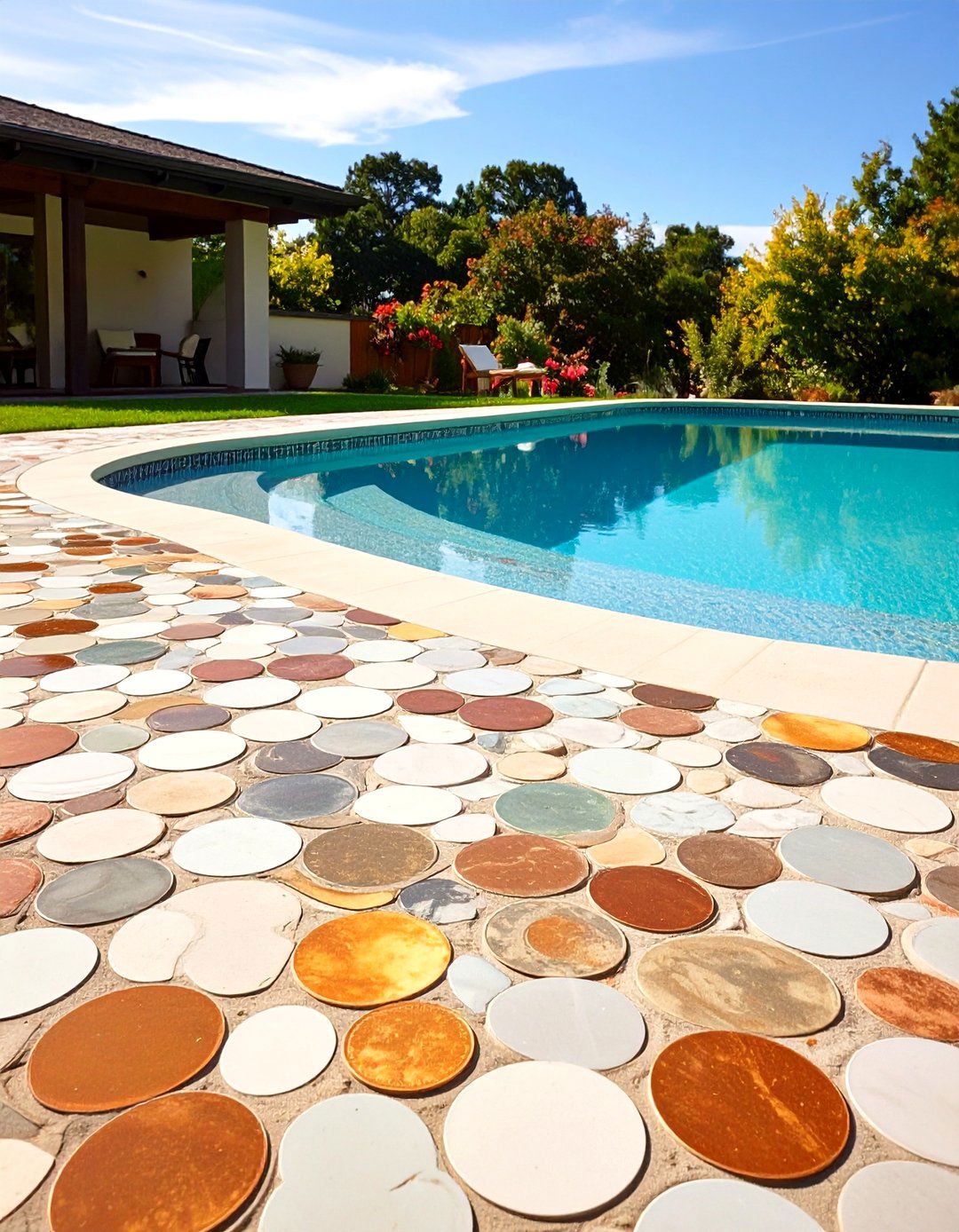 Penny Round Pool Mosaics - 24 Pool Tile Ideas