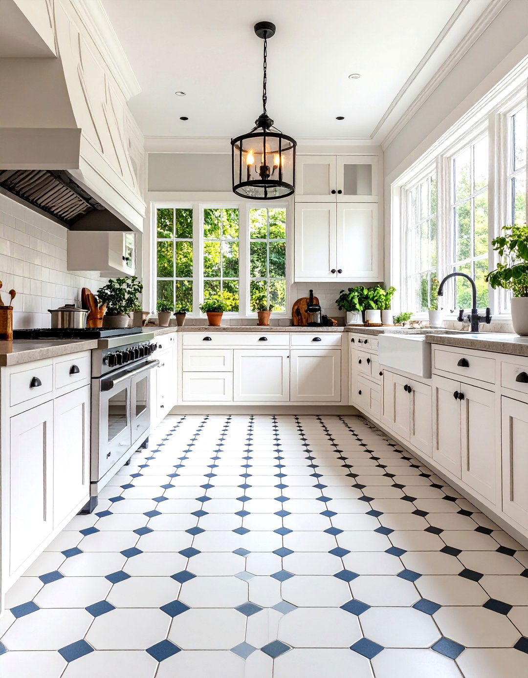 Penny Tile Kitchen Floor with Vintage Appeal - 24 Kitchen Floor Tile Ideas