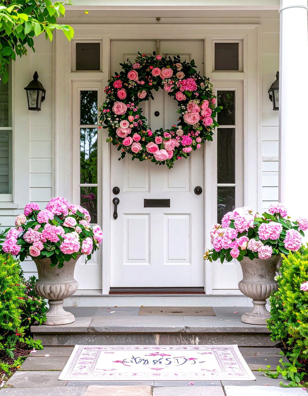 Peony and Rose Elegance - 24 Summer Front Door Decor Ideas