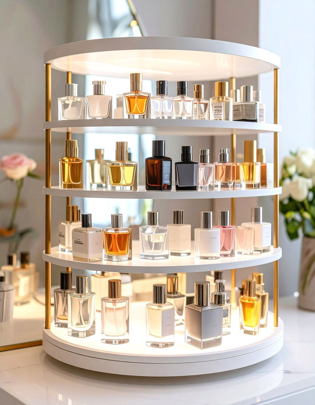 Perfume Display Organizers - 24 Bathroom Counter Organization Ideas