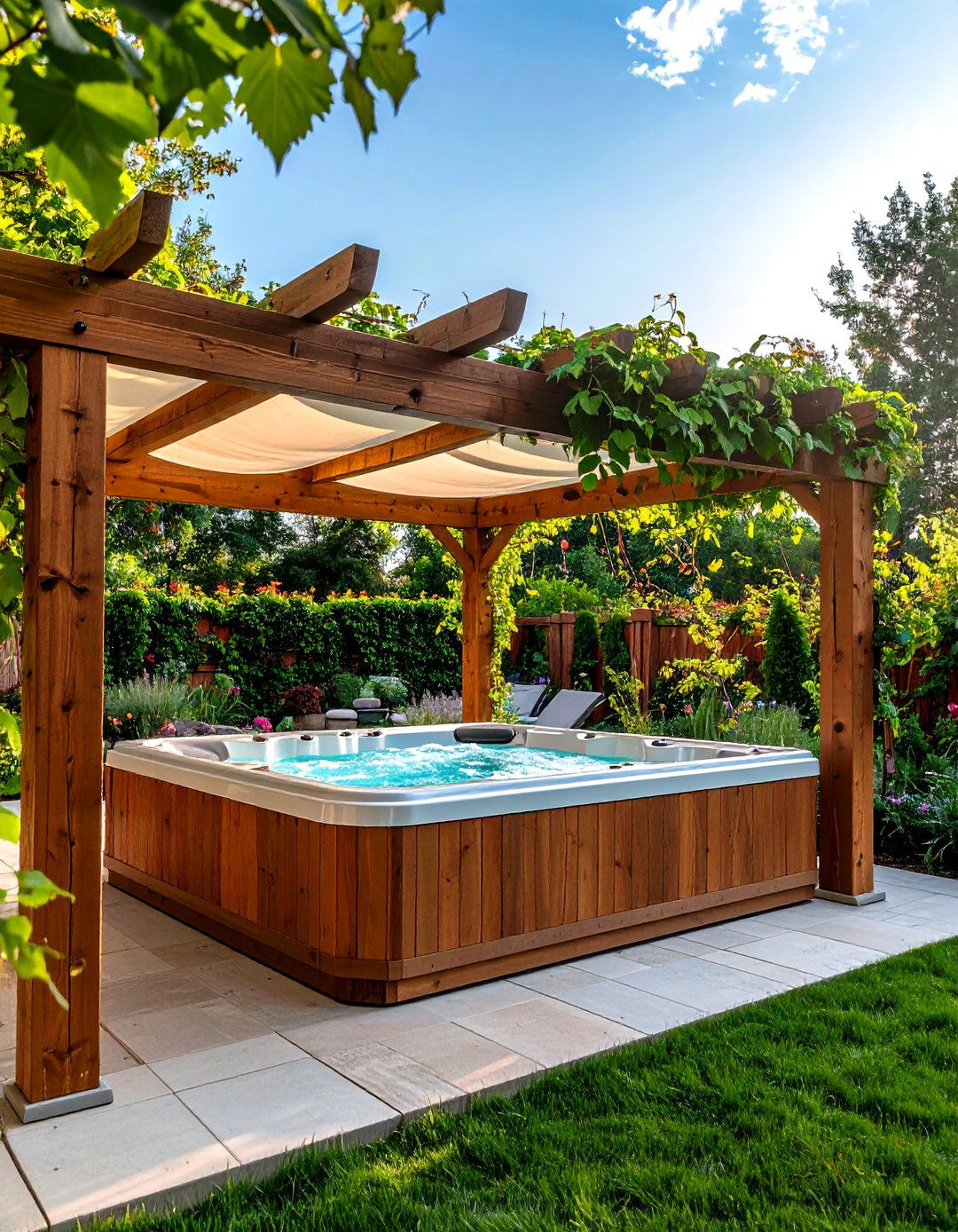 Pergola Canopy Structure - 24 Hot Tub Enclosure Ideas