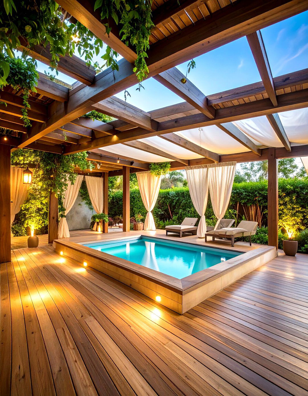 Pergola Covered Bathing Paradise - 24 Outdoor Bathtub Ideas