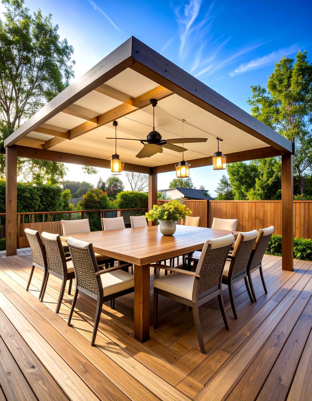 Pergola Covered Dining Deck - 24 Large Deck Ideas