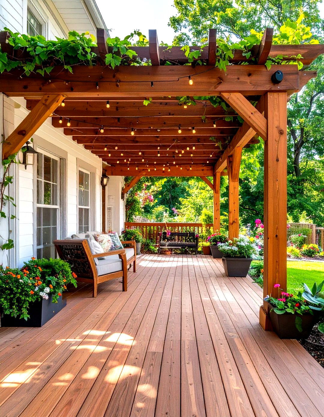Pergola Covered Front Porch Deck