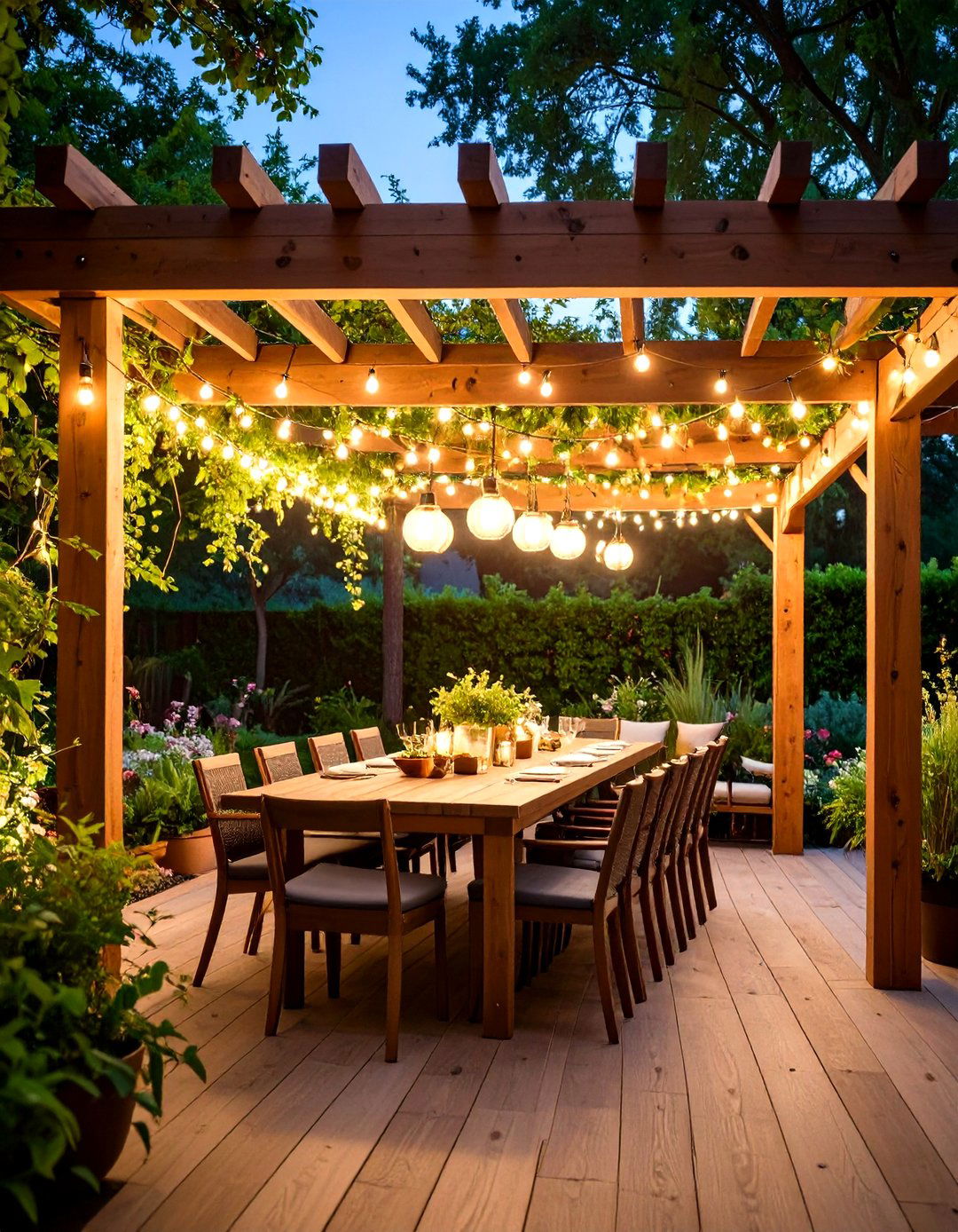 Pergola Covered Outdoor Dining Room - 24 Hardscape Ideas