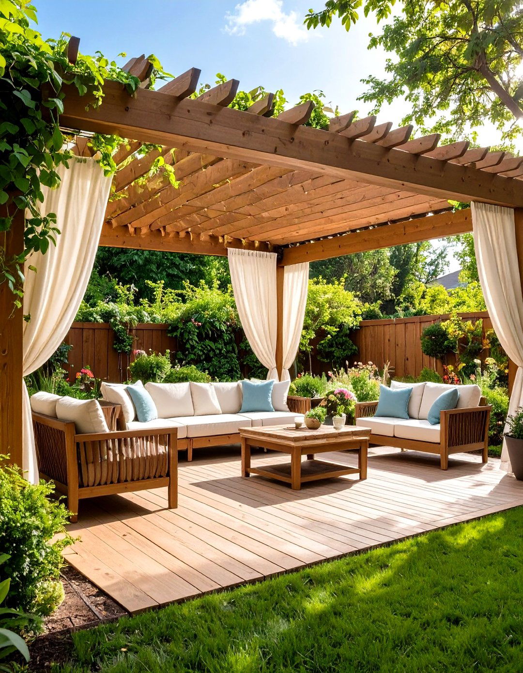 Pergola Covered Outdoor Room - 24 Front Yard Patio Ideas
