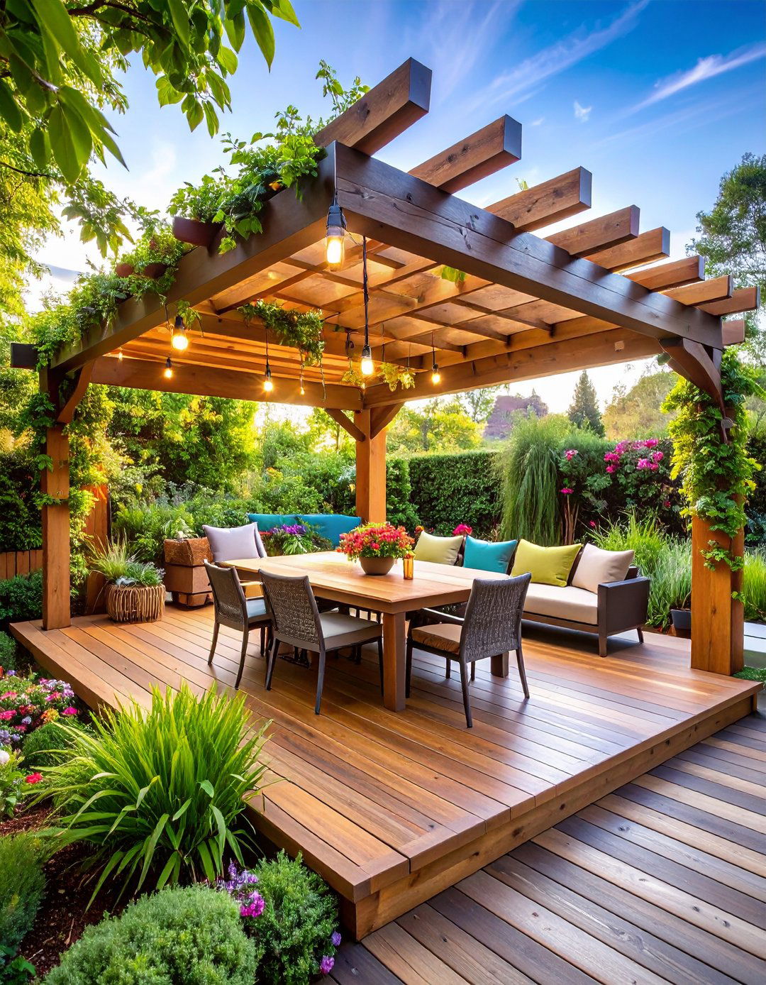 Pergola Covered Platform Deck - 24 Platform Deck Ideas