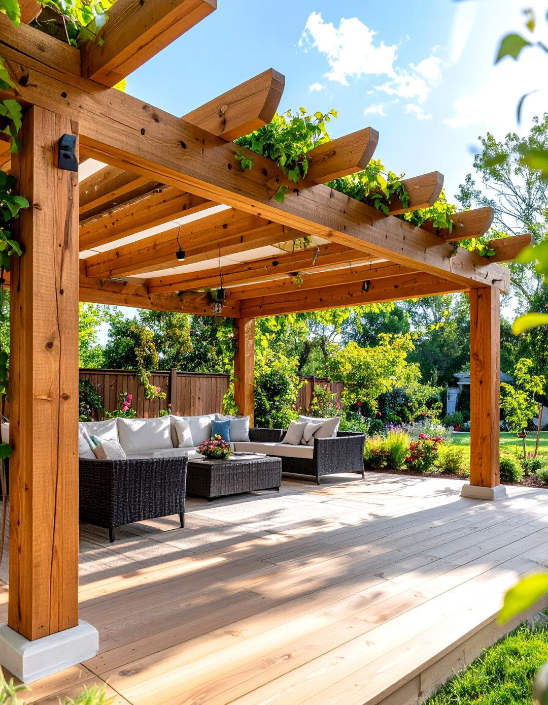 Pergola Covered Shade Deck - 24 Backyard Deck Ideas