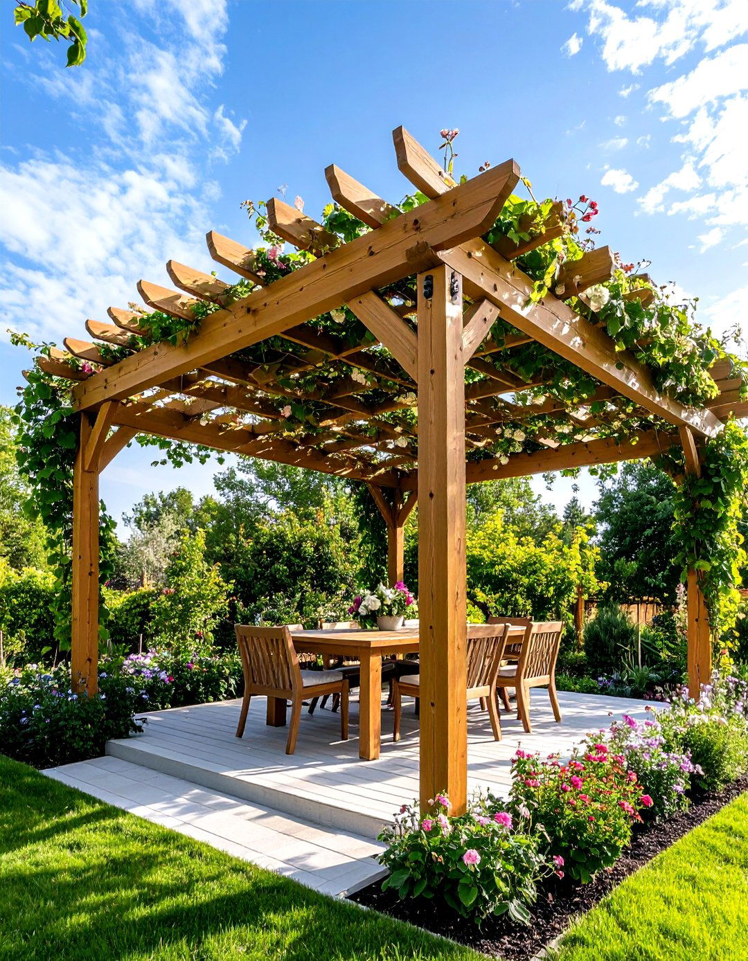 Pergola Lattice Climbing Plant Ceiling - 24 patio ceiling ideas