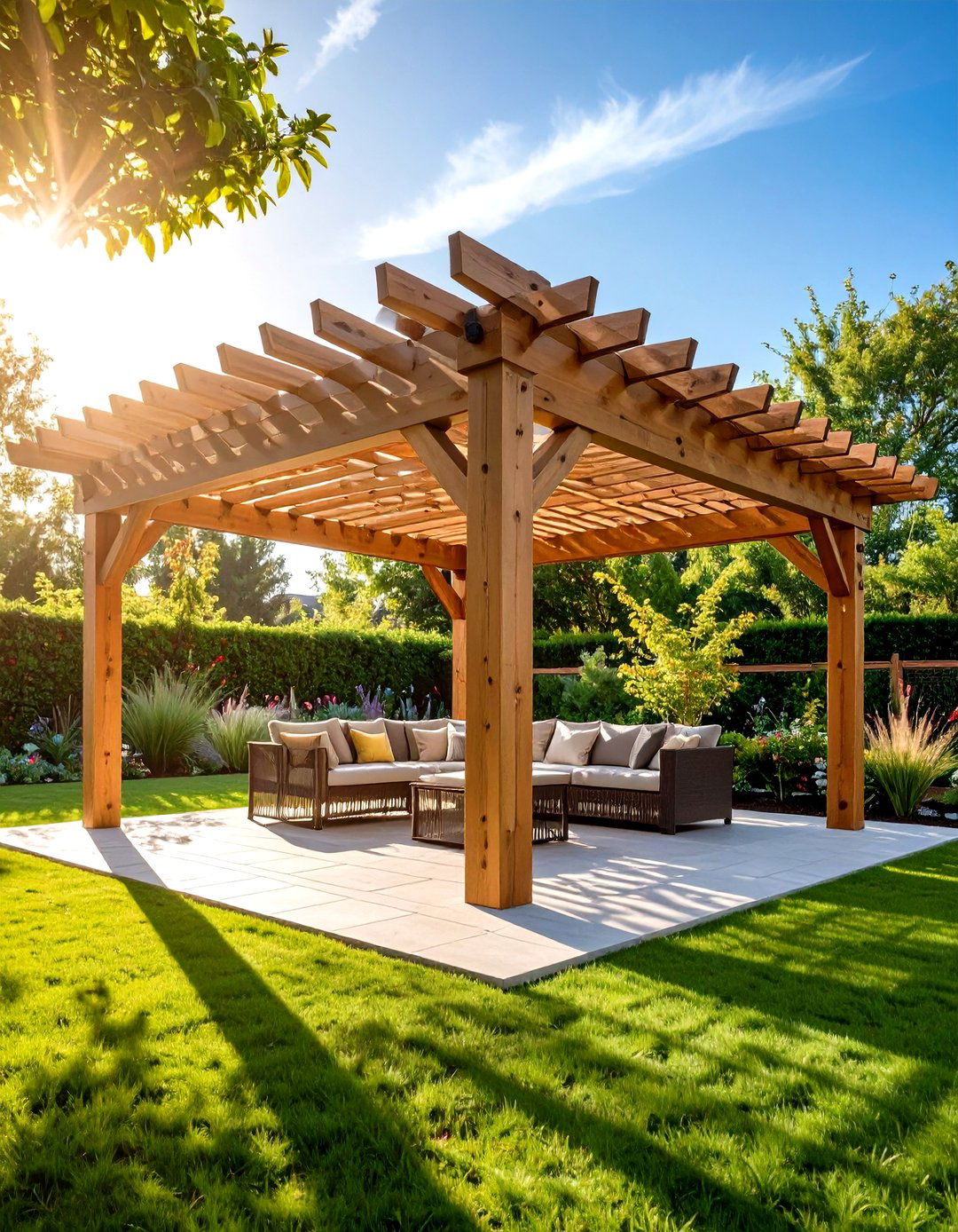 Pergola Style Pavilion with Open Roof Design - 24 Outdoor Pavilion Ideas