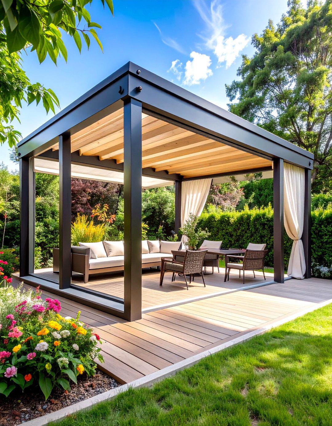 Pergola with Motorized Screen System - 24 Small Patio Pergola Ideas