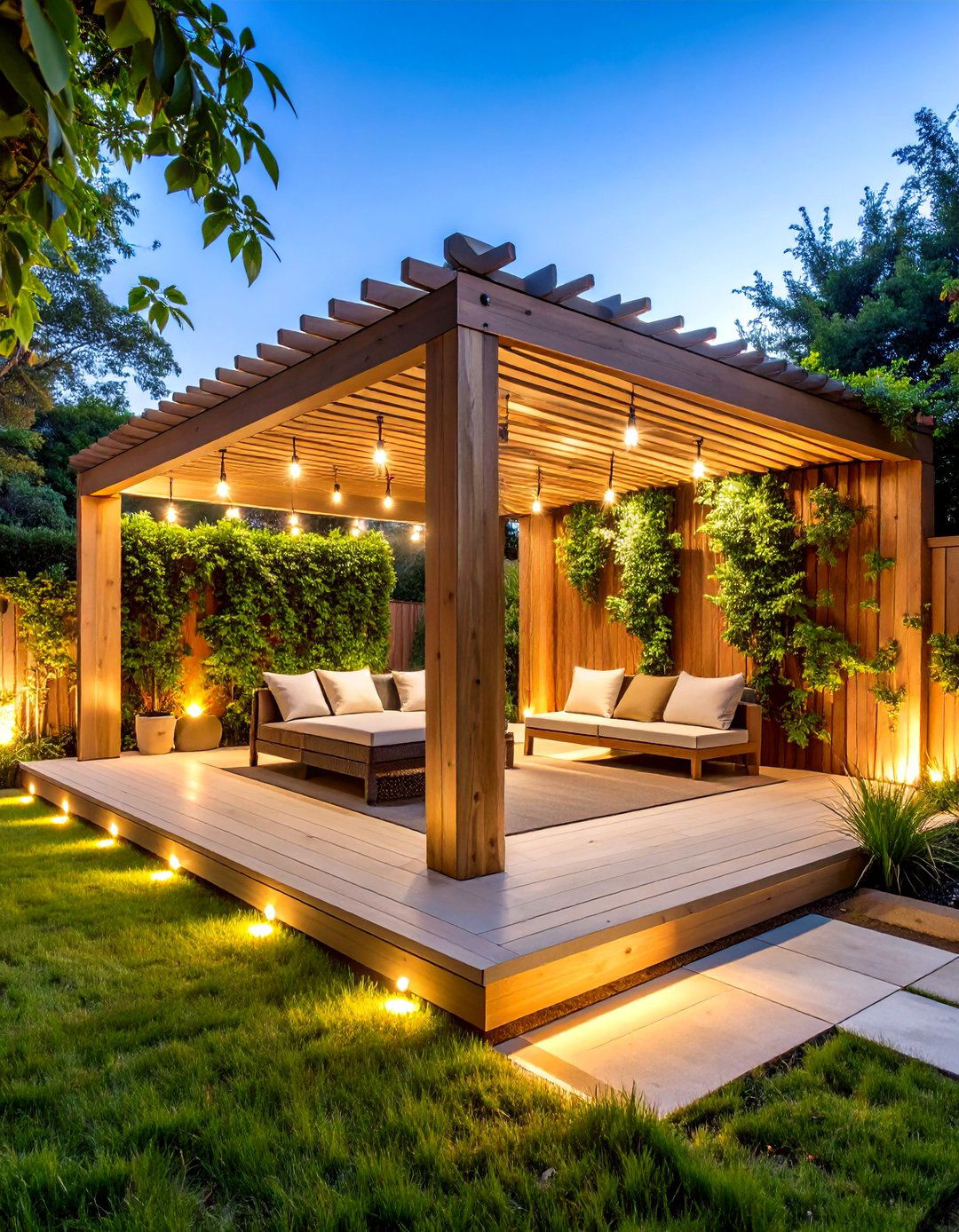 Pergola with Privacy Panels - 24 Backyard Hot Tub Privacy Ideas