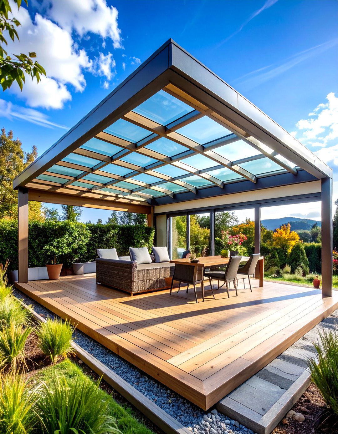 Pergola with Retractable Glass Roof - 24 Patio Pergola Ideas