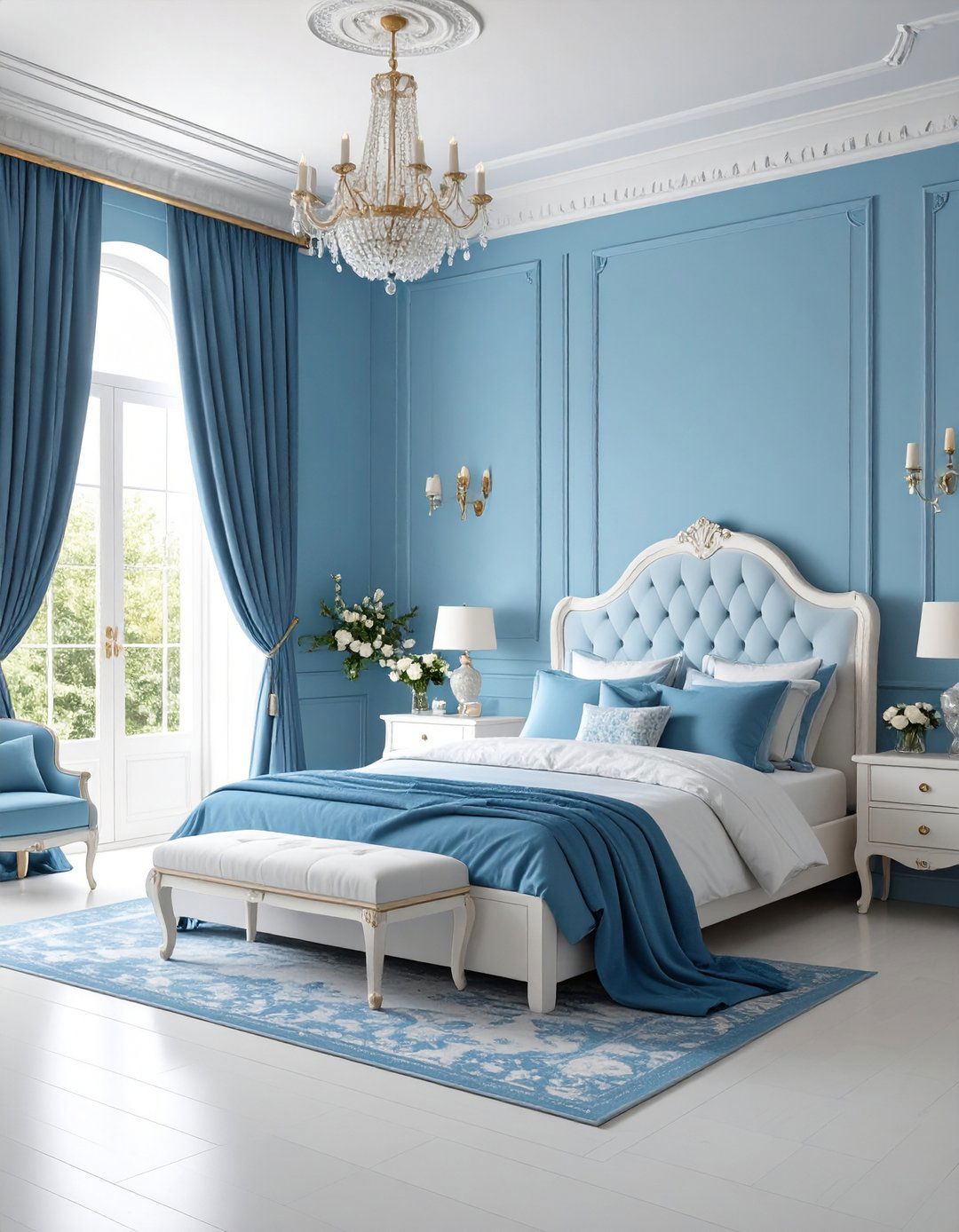 Periwinkle Blue Romantic Bedroom - 24 Blue and White Bedroom Ideas