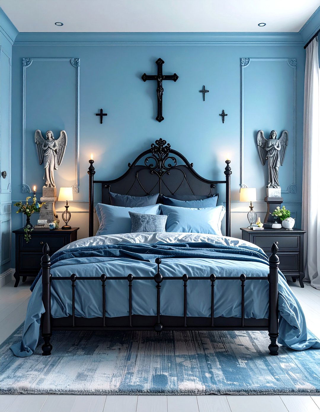 Periwinkle Cemetery Chic Bedroom - 24 Pastel Goth Bedroom Ideas