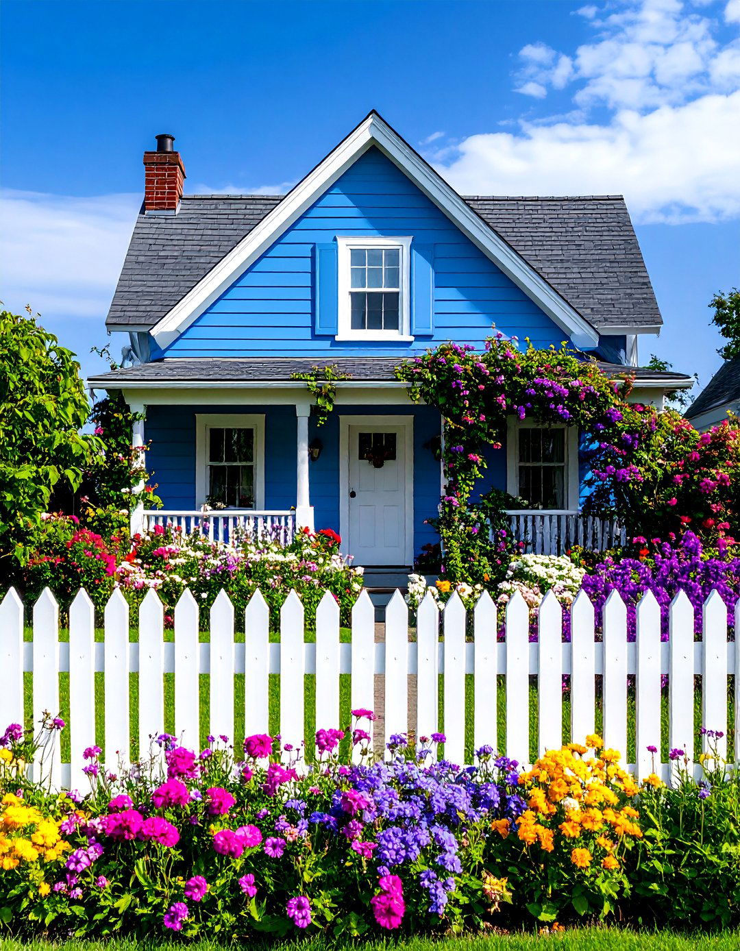 Periwinkle Cottage Garden Style - 24 blue exterior house paint ideas