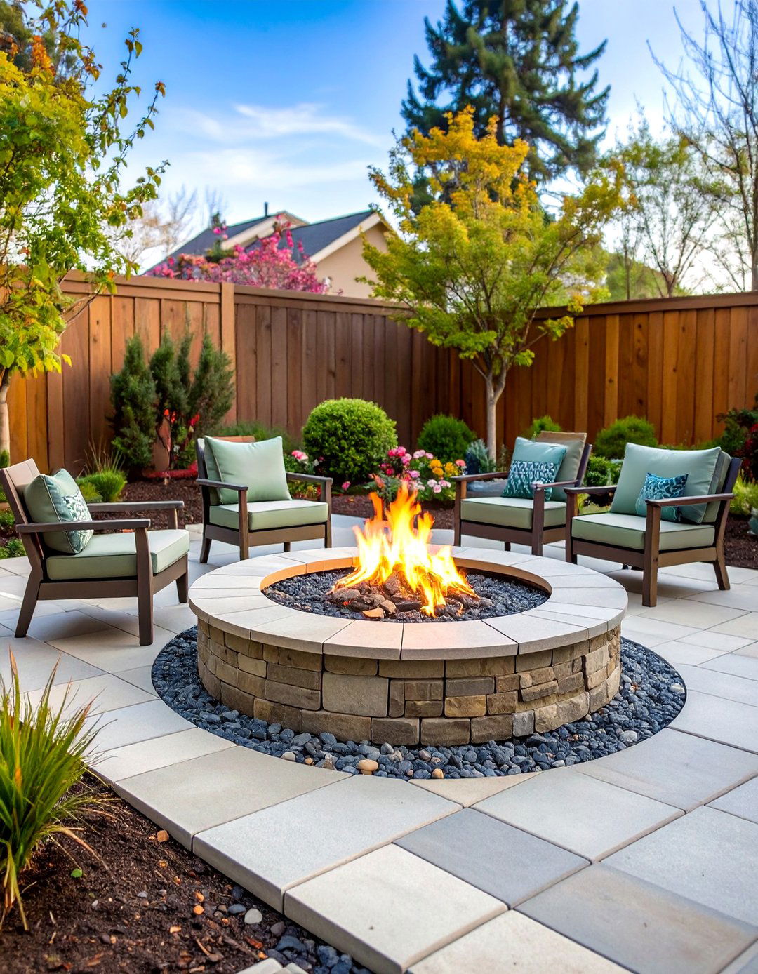 Permeable Paver Fire Pit for Drainage - 24 Concrete Paver Patio Fire Pit Ideas