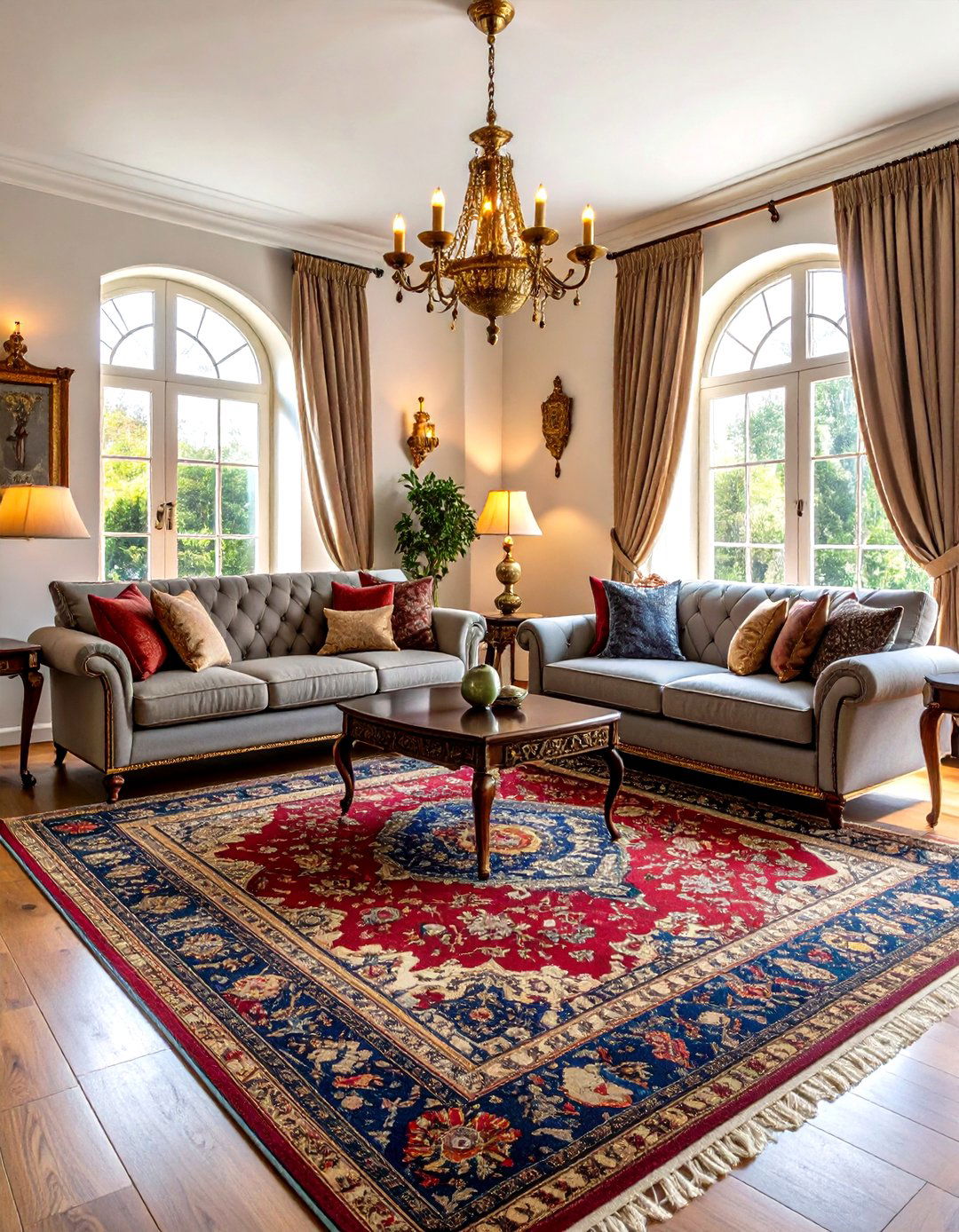 Persian Oriental Rug Traditional Styling - 24 what color rug goes with a grey couch