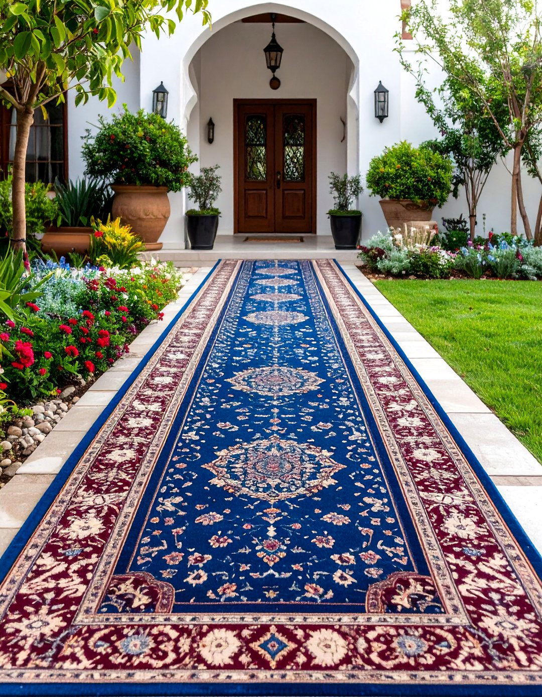 Persian Rug Inspired Motifs - 24 Concrete Walkway Painting Ideas