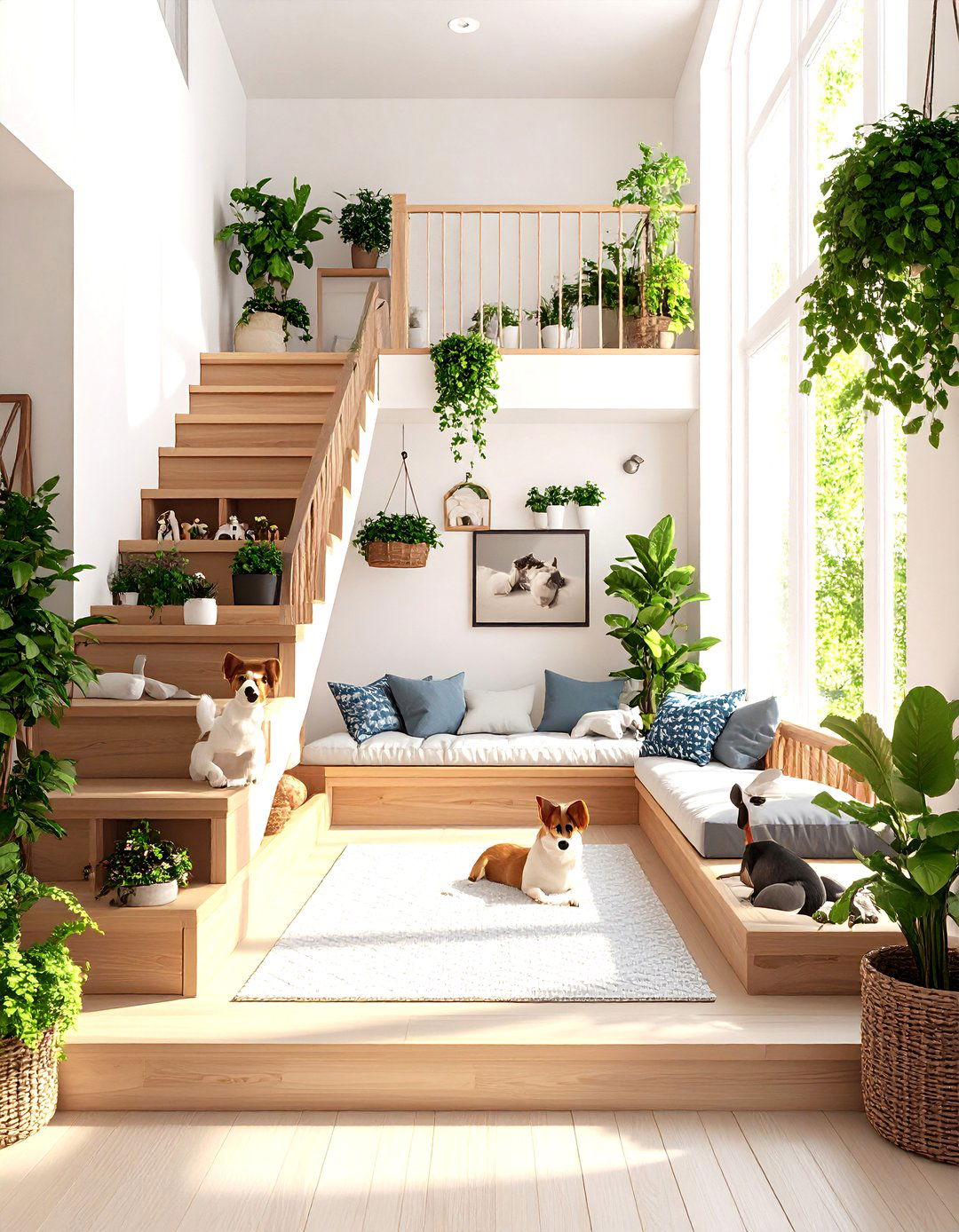 Pet Friendly Landing Design - 24 Stair Landing Ideas