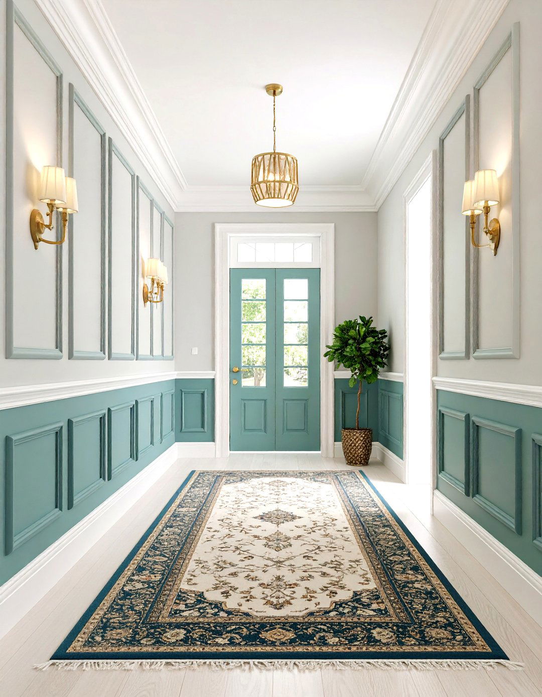 Picture Frame Wainscoting in Elegant Hallways - 24 Wainscoting Ideas