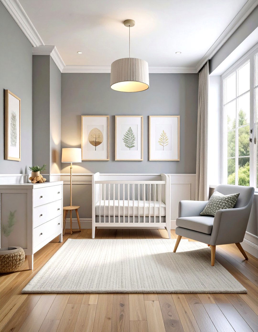 Picture Frame Wainscoting with Artistic Gallery Wall - 24 Wainscoting Nursery Ideas