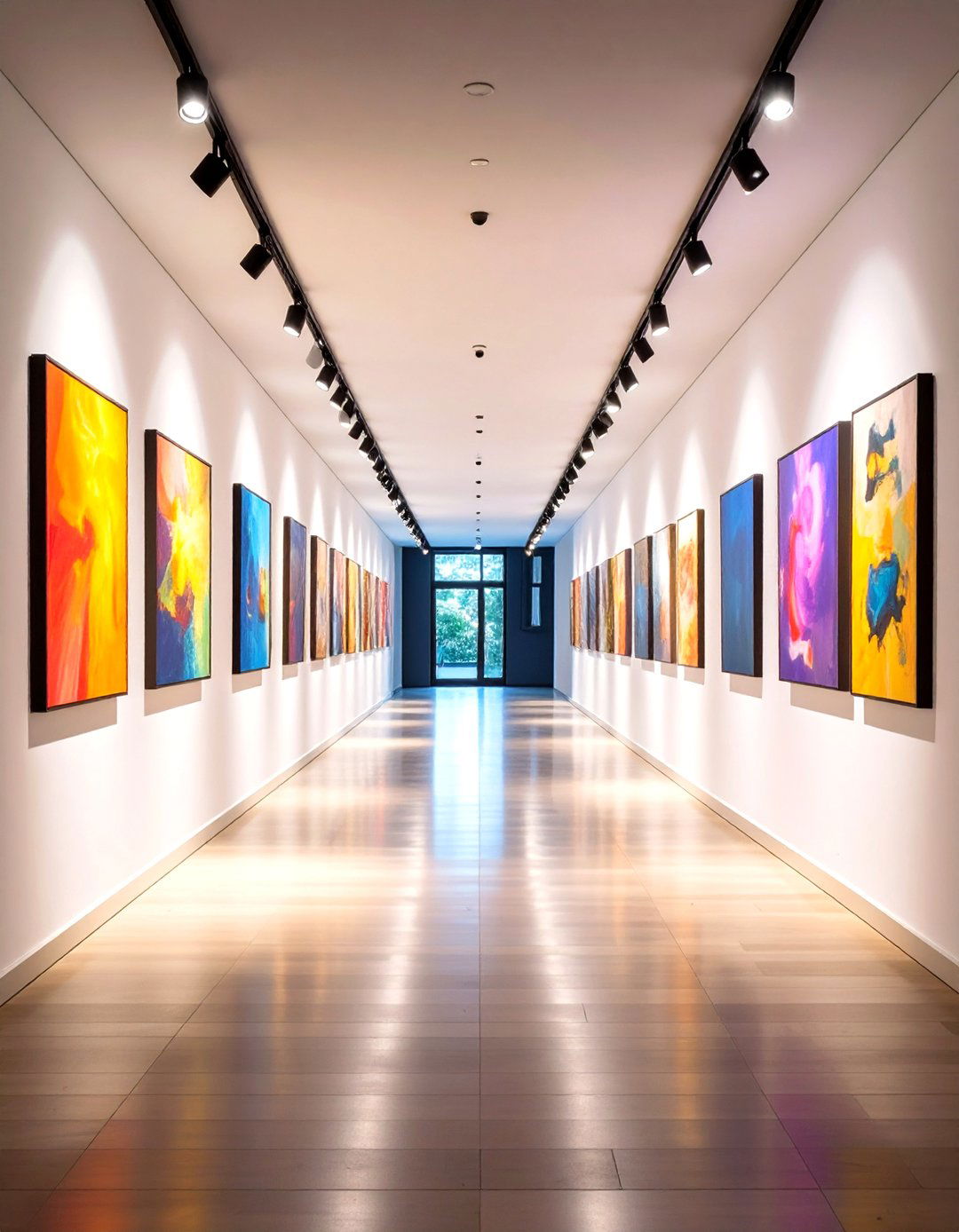 Picture Light Gallery Arrangement - 24 Narrow Hallway Lighting Ideas