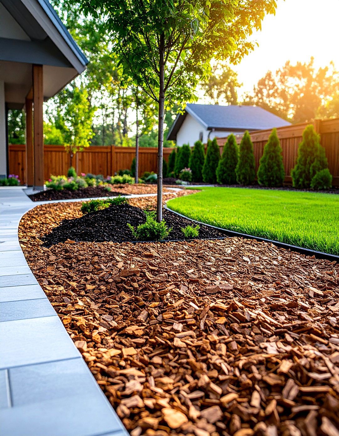 Pine Bark Landscape Border System - 24 mulch patio ideas