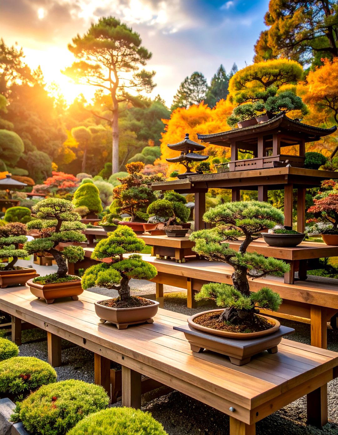 Pine Bonsai Exhibition Garden - 24 Pine Tree Landscape Ideas