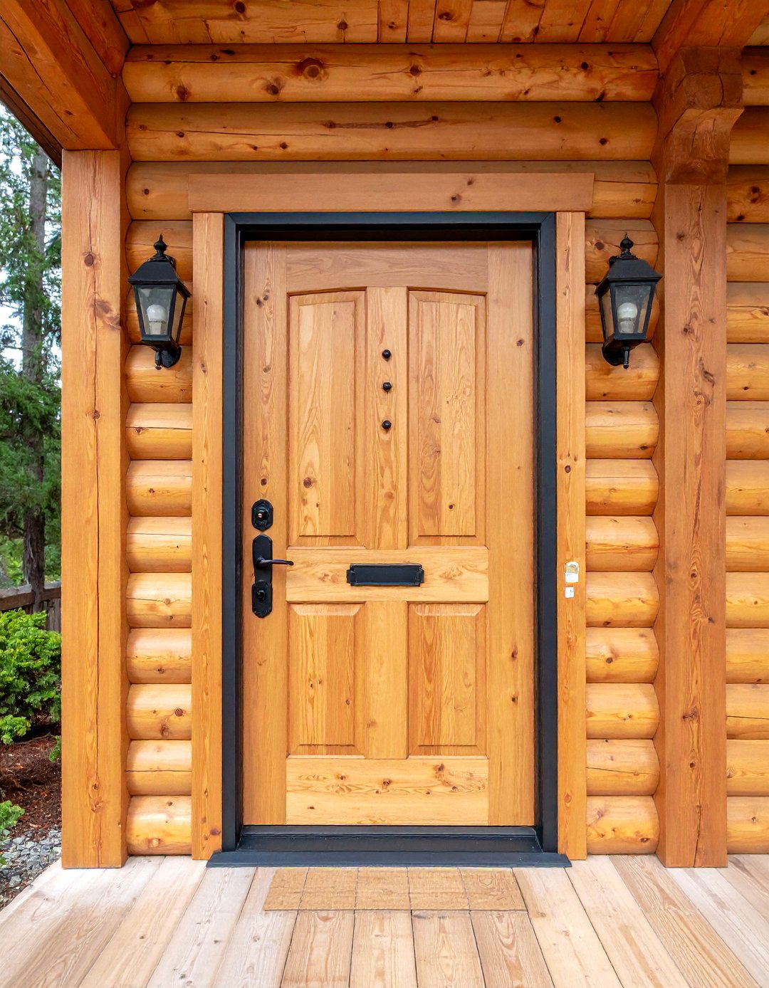 Pine Colonial Door with Natural Finish - 24 Colonial Front Door Ideas