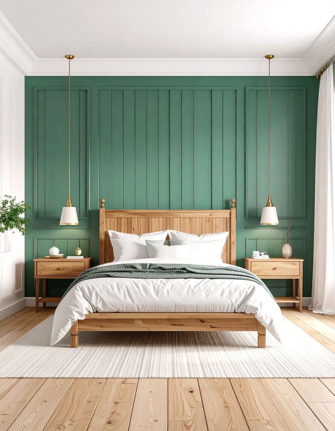 Pine Green Board and Batten Paneling - 24 Dark Green Accent Wall Ideas