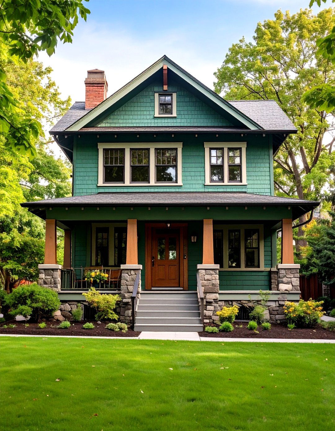 Pine Green Craftsman Style - 24 Dark Green Exterior Ideas