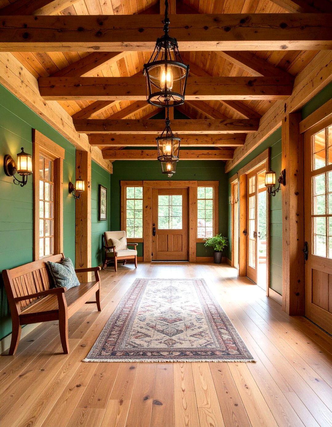 Pine Green Lodge Hallway - 24 Green Hallway Ideas