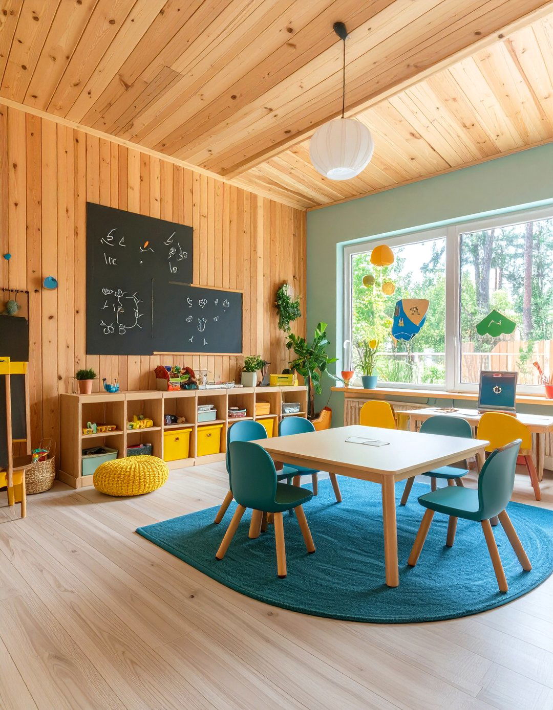 Pine Slat Wall with Chalkboard Paint Accents - 24 Wood Slat Accent Wall Ideas