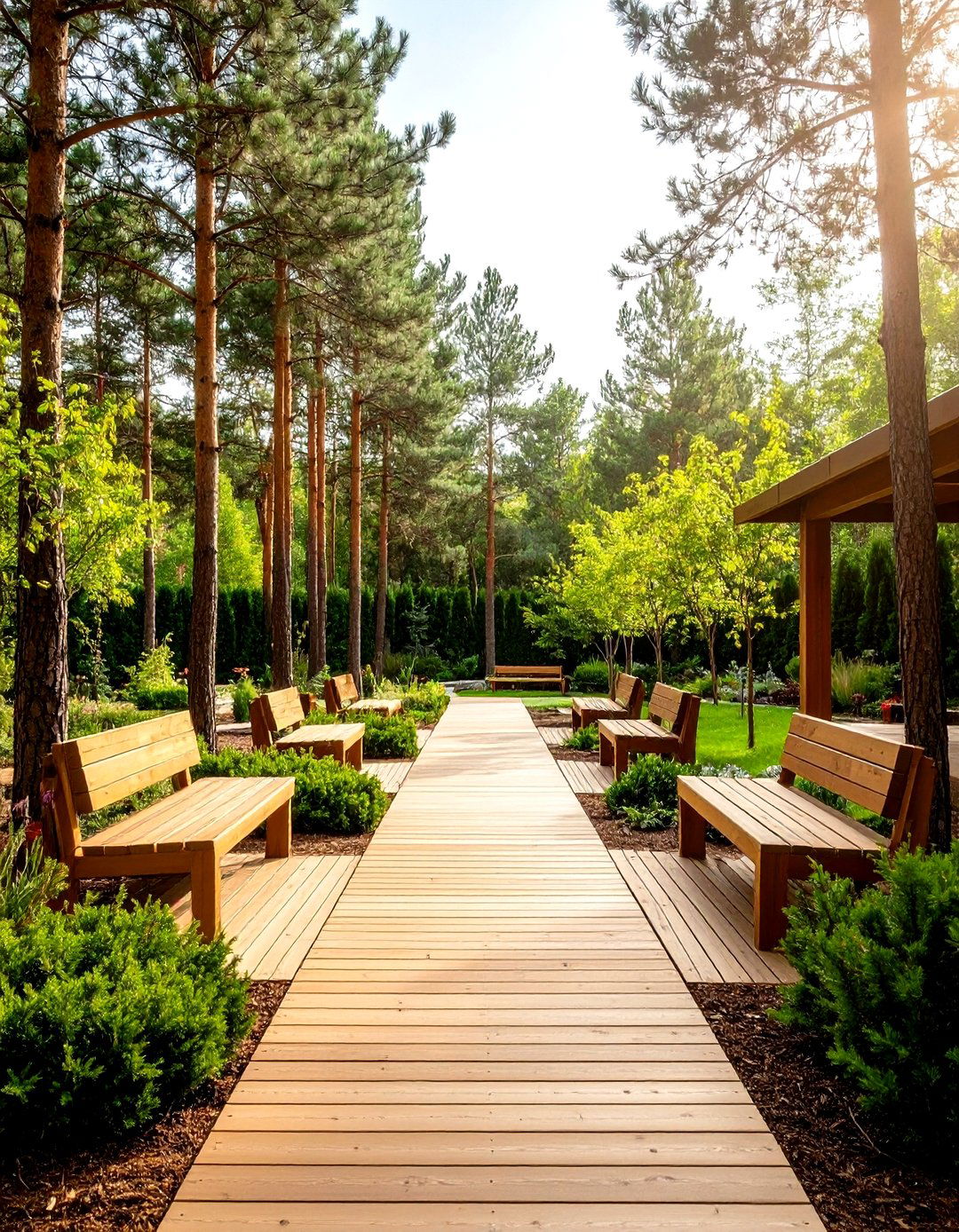 Pine Therapeutic Garden Space - 24 Pine Tree Landscape Ideas