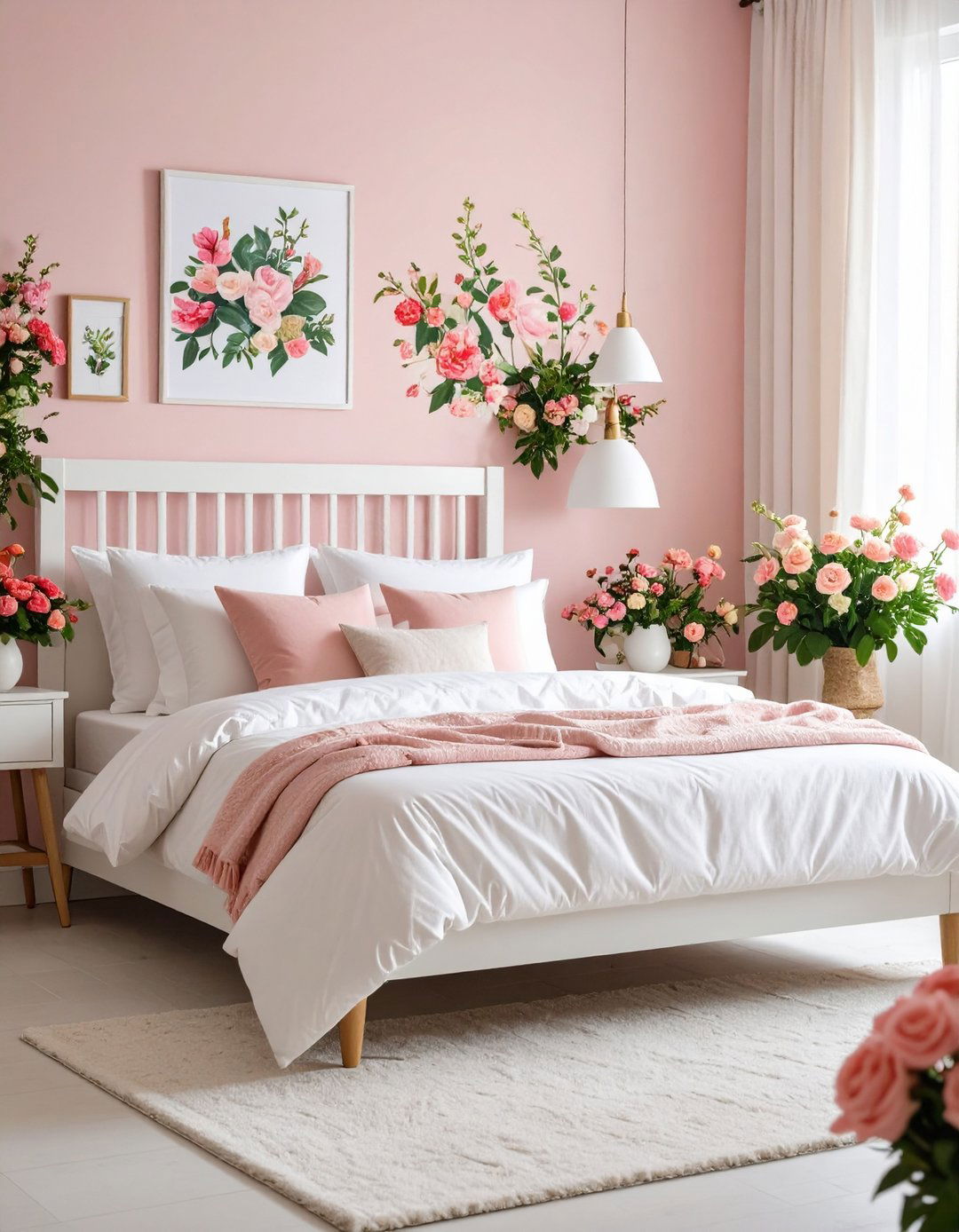 Pink Floral Wallpaper Statement - 24 Pink Bedroom Ideas