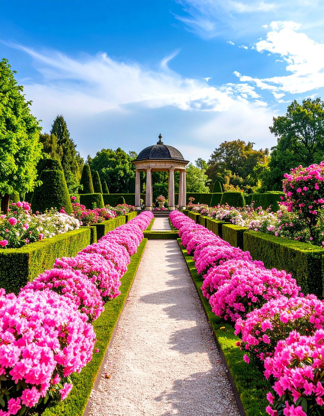 Pink Formal Parterre Design - 24 Pink Garden Ideas