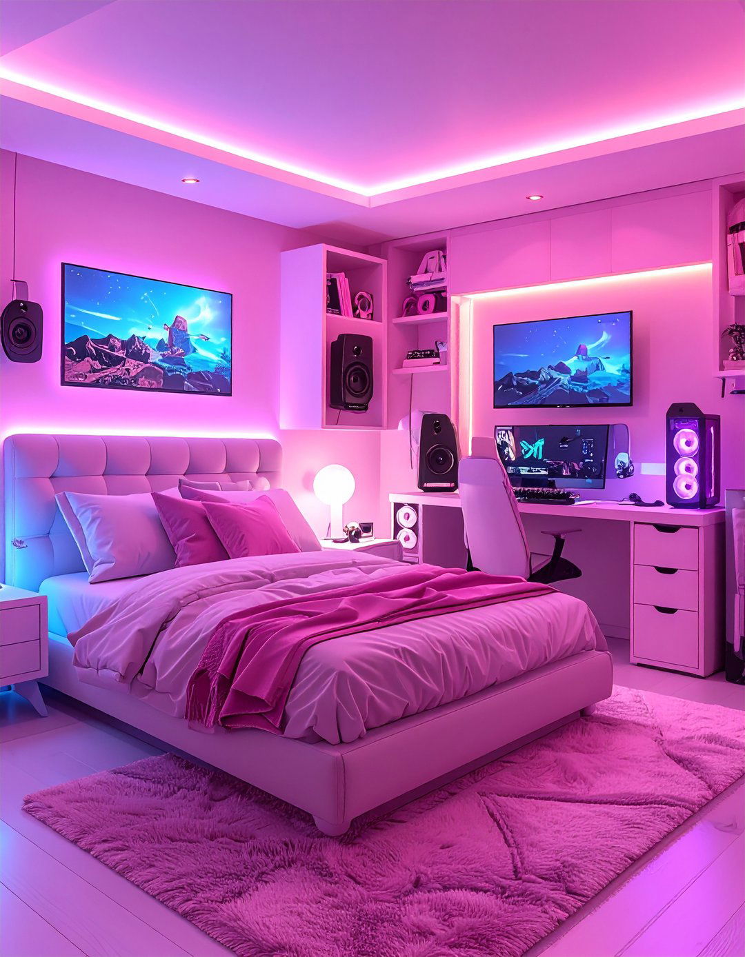 Pink Gaming Bedroom Integration - 24 Pink Gaming Setup Ideas
