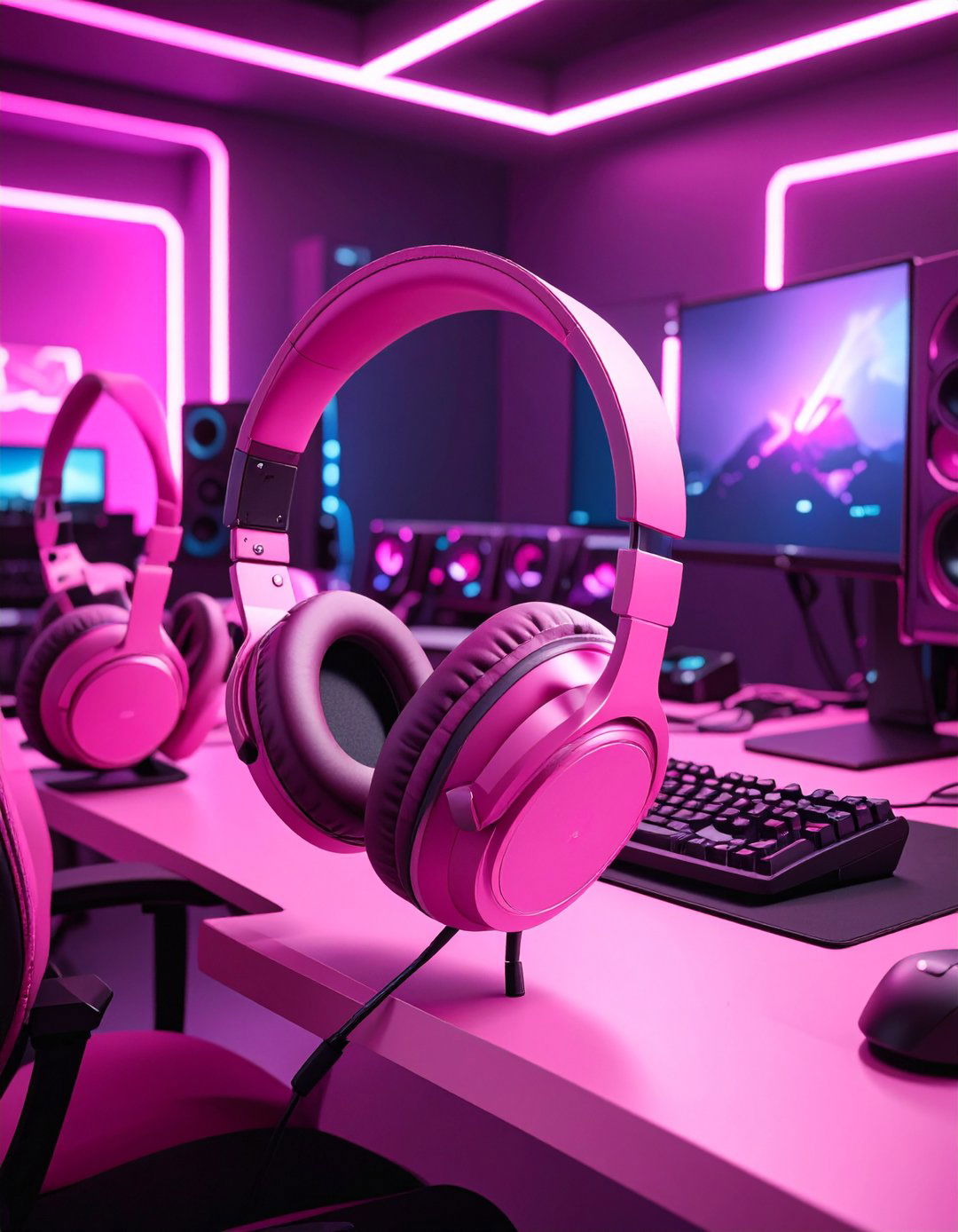 Pink Gaming Headset and Audio Station - 24 Pink Gaming Setup Ideas