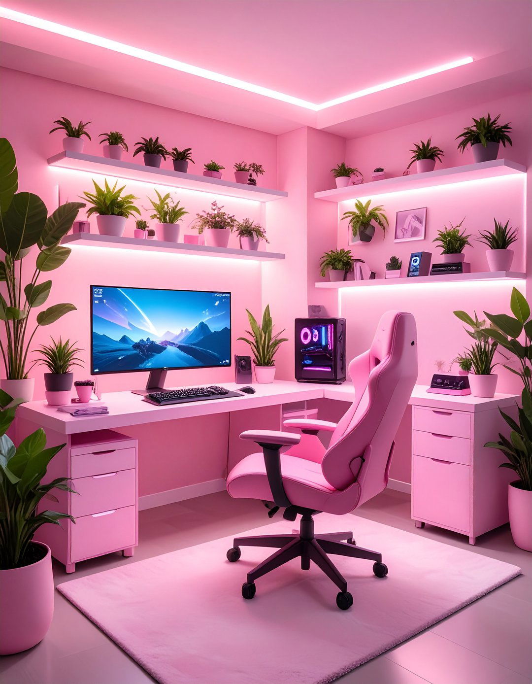 Pink Gaming Plant and Nature Integration - 24 Pink Gaming Setup Ideas