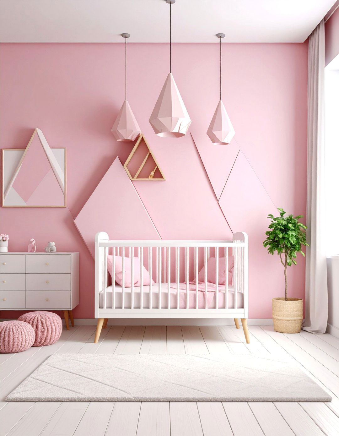 Pink Geometric Modern Nursery Style - 24 Pink Nursery Ideas