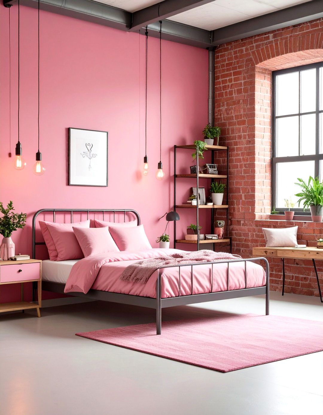 Pink Industrial Chic Dorm - 24 Pink Dorm Room Ideas