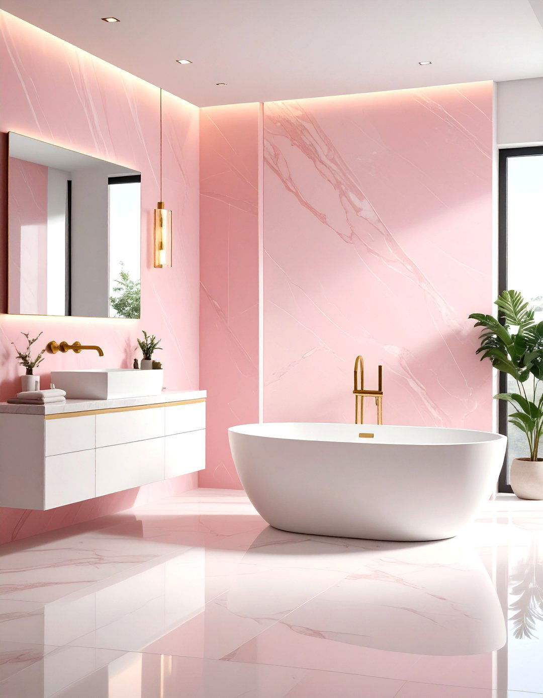 Pink Onyx Luxury Statement - 24 Pink Bathroom Ideas
