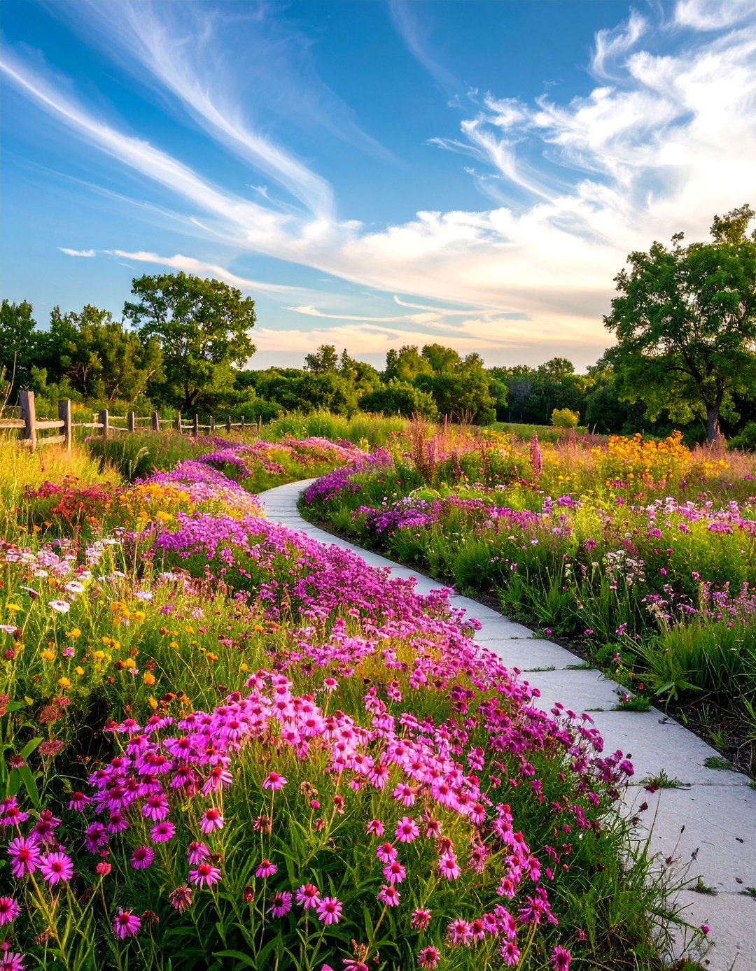 Pink Prairie Border Naturalized - 24 Pink Garden Ideas