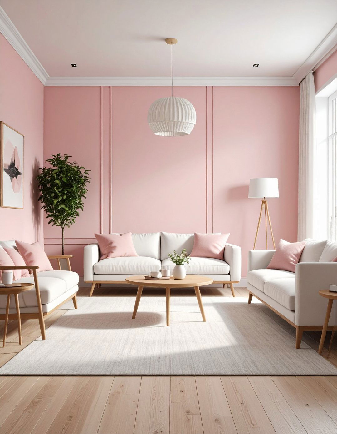 Pink Scandinavian Living Room - 24 Pink Room Ideas