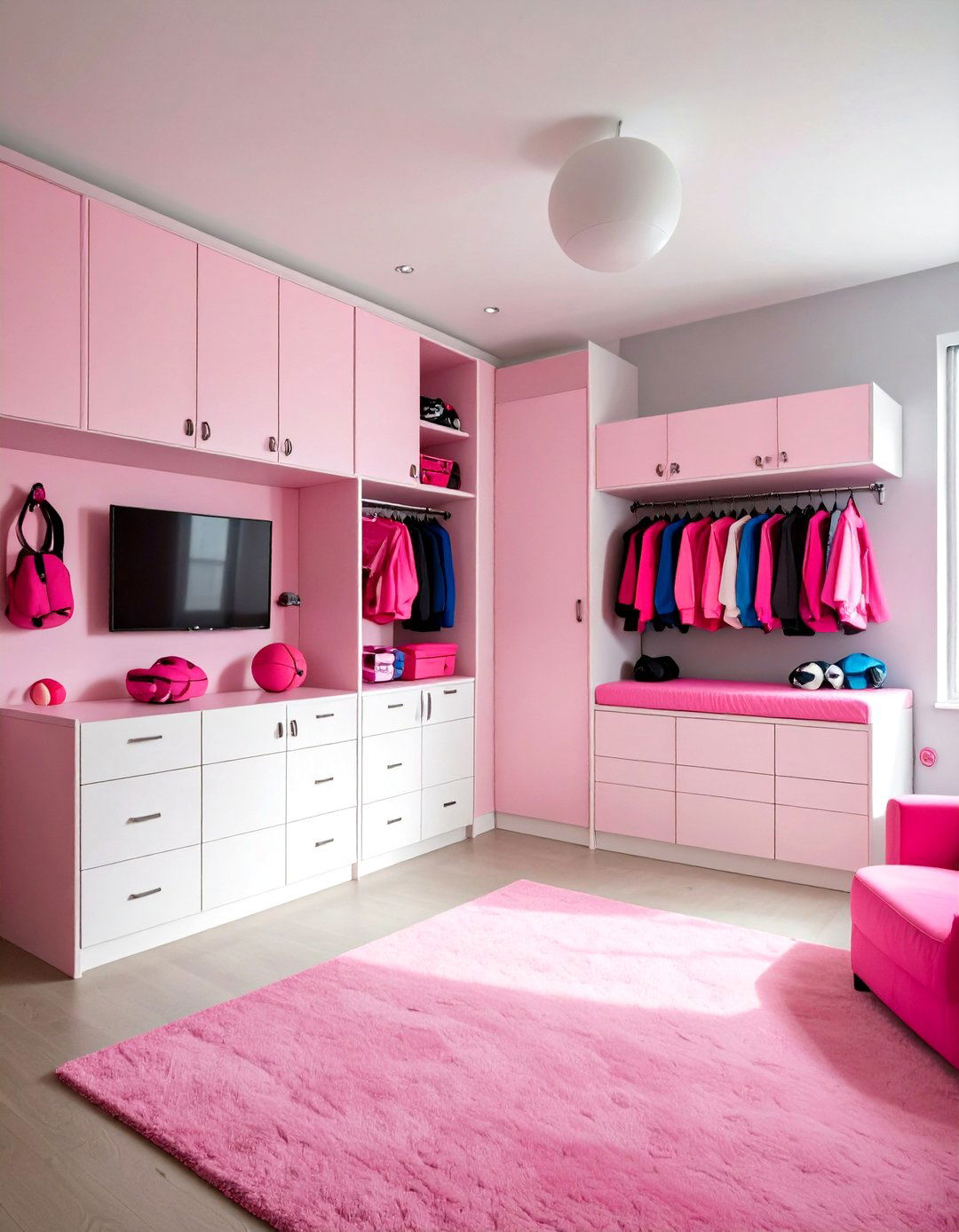 Pink Sports Team Dorm - 24 Pink Dorm Room Ideas