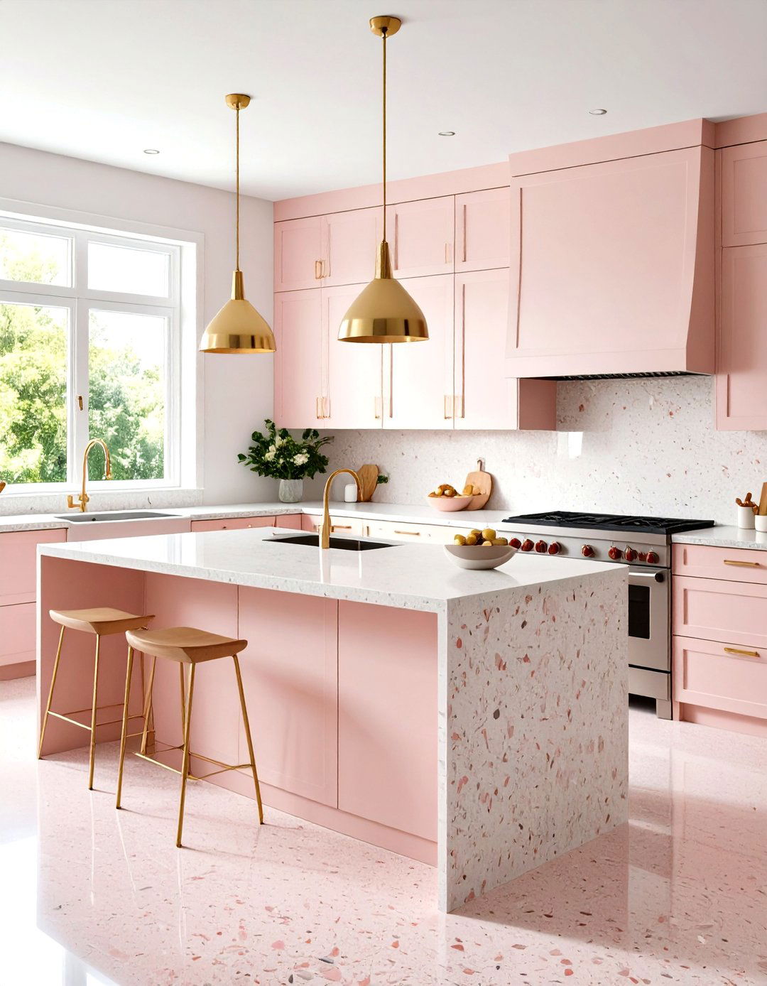 Pink Terrazzo Contemporary Kitchen Design - 24 Terrazzo Kitchen Countertops