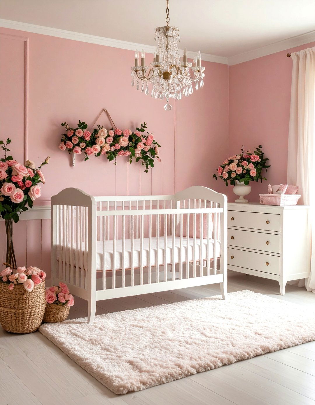 Pink Vintage Rose Garden Nursery - 24 Pink Nursery Ideas