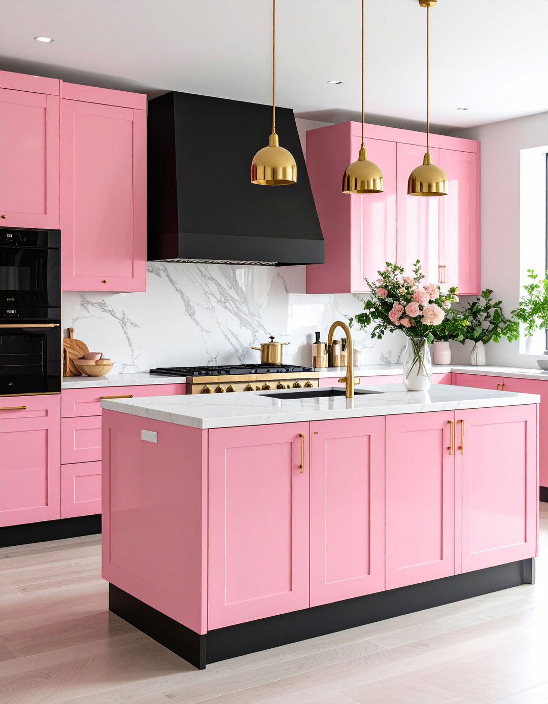 Pink and Black Modern Kitchen - 24 Pink Kitchen Ideas